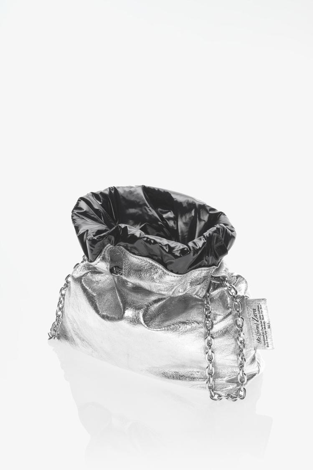 ZARA X JOHN GALLIANO МАЛЕНЬКАЯ КОЖАНАЯ СУМКА TRI-CHIC — LIMITED EDITION, СЕРЕБРЯНЫЙ