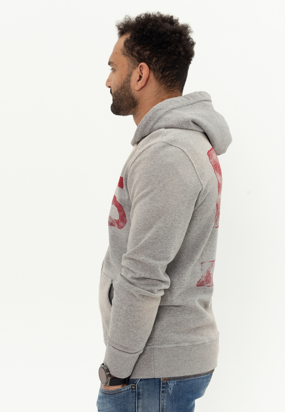 Худи на молнии Bowery NYC "Five" Spray Grey Melange