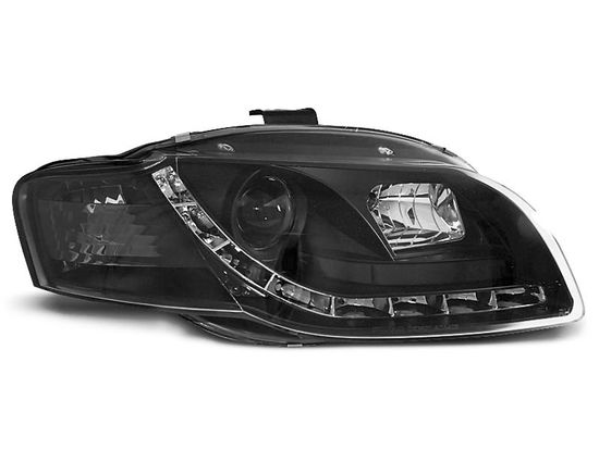 Передние фары Audi A4 B7 daylight black
