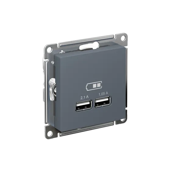 Розетка с USB A+A Systeme Electric AtlasDesign Грифель ATN000733