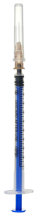 Шприц с синим поршнем трехкомпонентный Luer 1 мл 26G 0,45 ⨯ 12 мм 1 шт SFM