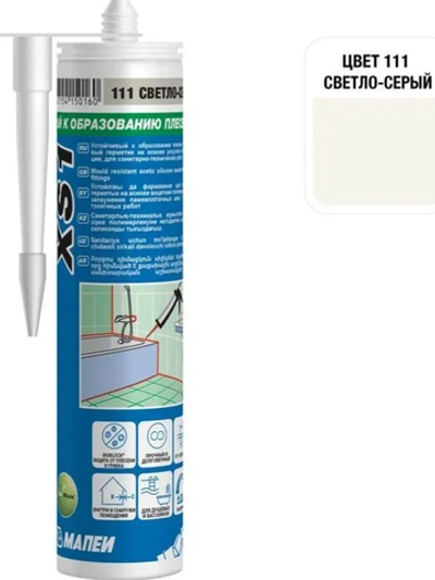 XS1, ТМ МАПЕИ, цвет №111 светло-серый, 300мл, Китай, Герметик силиконовый