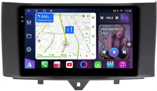 Магнитола для Smart ForTwo W451 2010-2015 - FarCar S500-TS18 монитор 9.5" QLED на Android 14, CarPlay, 4G SIM-слот