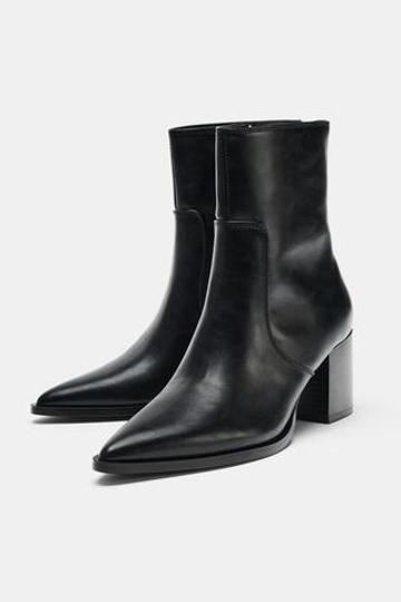 ZARA БОТИЛЬОНЫ НА УСТОЙЧИВОМ КАБЛУКЕ, ЧЕРНЫЙ