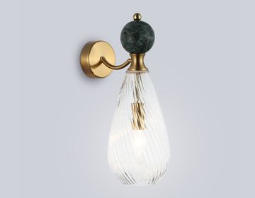 Настенный светильник с мрамором 1*E14 LH53294 латунь/прозрачный/черный High Light Ceramo Modern Ambrella