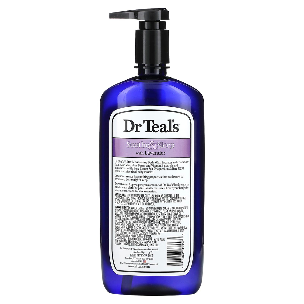 Dr. Teal's, гель для душа с чистой английской солью, успокаивающий и сон, 710 мл (24 жидк. унции)