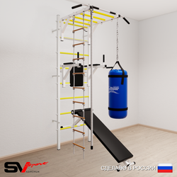 Шведская стенка Sv Sport усиленная 6553 (Турник рукоход/Брусья/Скамья/Канат/Лестница/Цепь/Мешок 30кг)