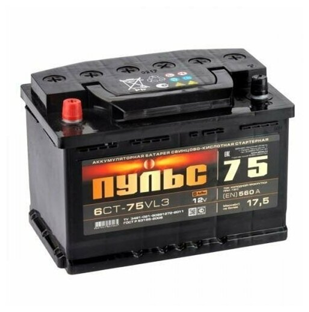Аккумулятор ПУЛЬС NEO 75 А/ч прямой L+ 278x175x190 L3 EN 620 А