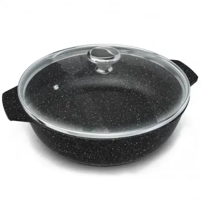 Жаровня литой алюминий 3л «Neva Granite» со стекл. крышкой NG6530