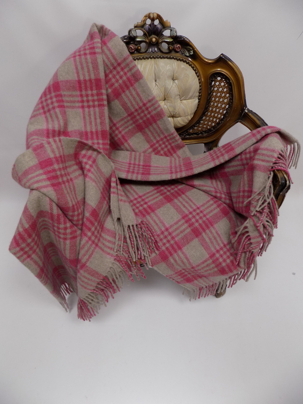 Индийский плед, 150 на 200, Перуанская альпака, клетка, елочка