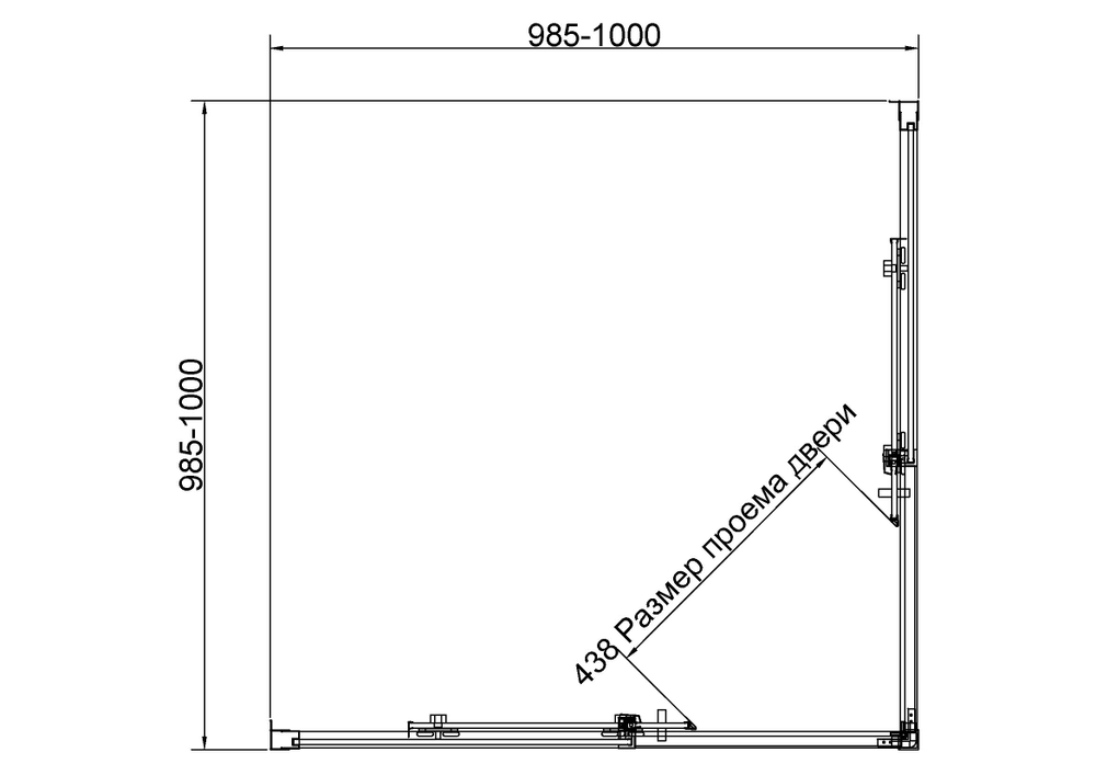Душевой уголок Vincea Слим 8мм (Slim 8mm) VSS-4SL100CLGM, 1000*1000, вороненая сталь, стекло прозрачное