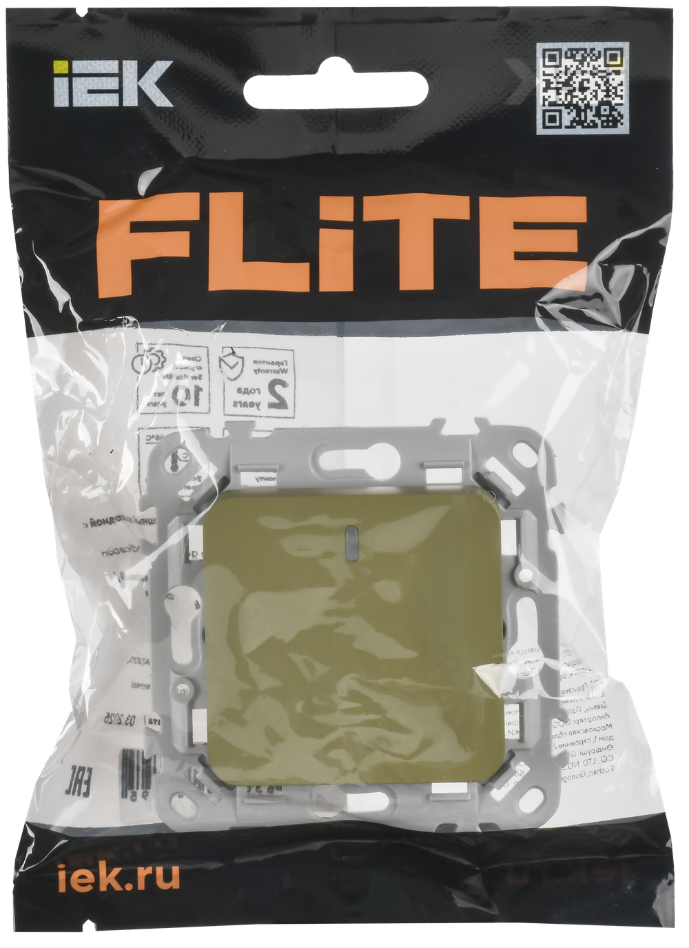FLITE Выключатель 1-клавишный с индикацией 10А ВС11-1-1-ФлО оливковый IEK