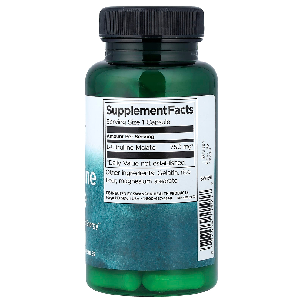 Swanson Vitamins, L-цитруллин малат, 750 мг, 60 капсул