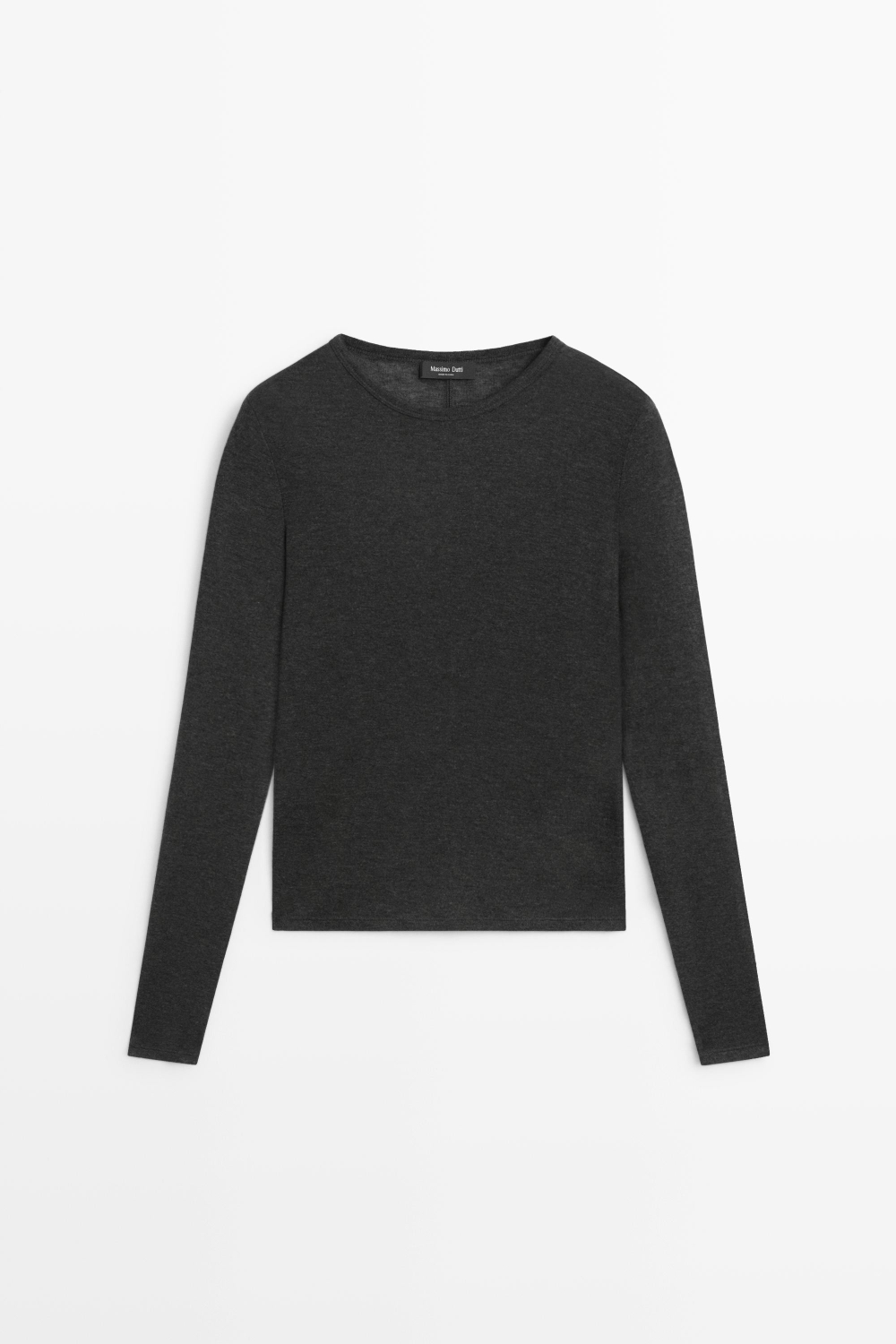 Massimo Dutti Футболка с длинными рукавами из шерстяной смеси, темно-серый
