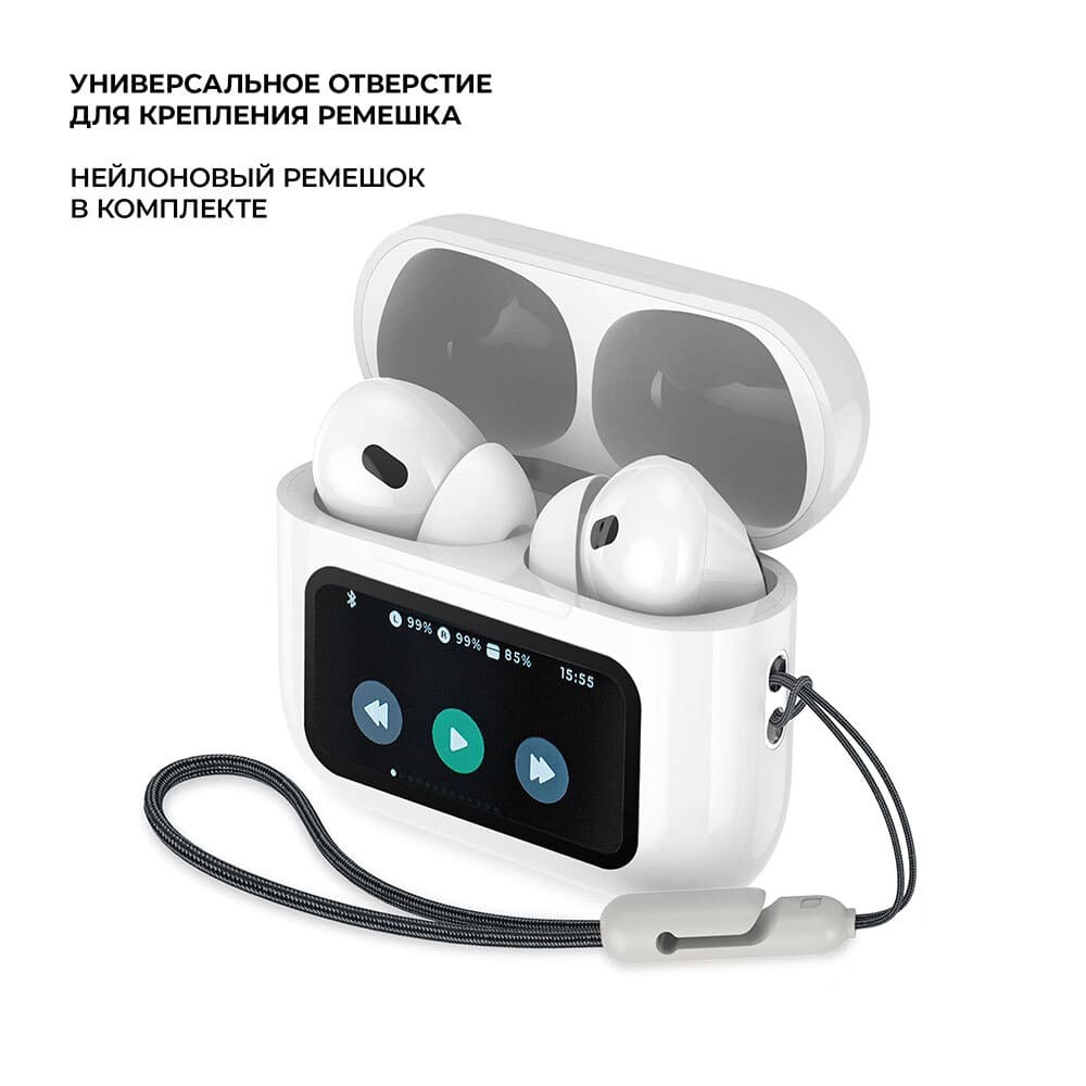 Беспроводные наушники с микрофоном Deppa Air Pro 3 ANC, TWS, BT 5.3, 350 мАч, ANC, LCD (44213) Белый