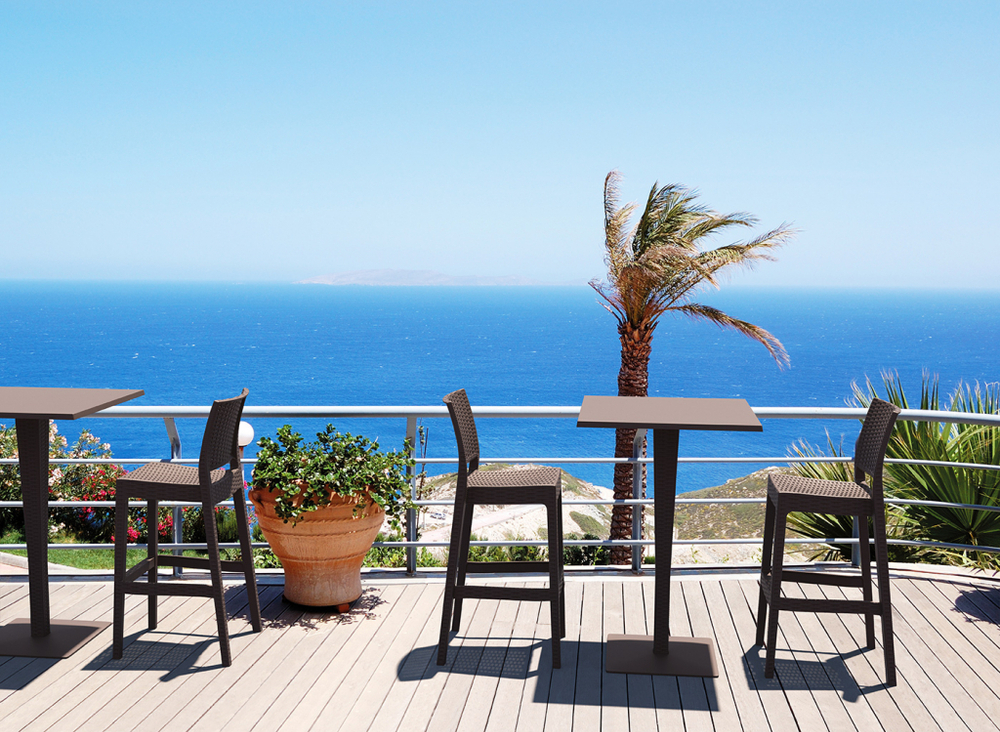 Стол пластиковый плетеный барный Siesta Contract Riva Bar, коричневый