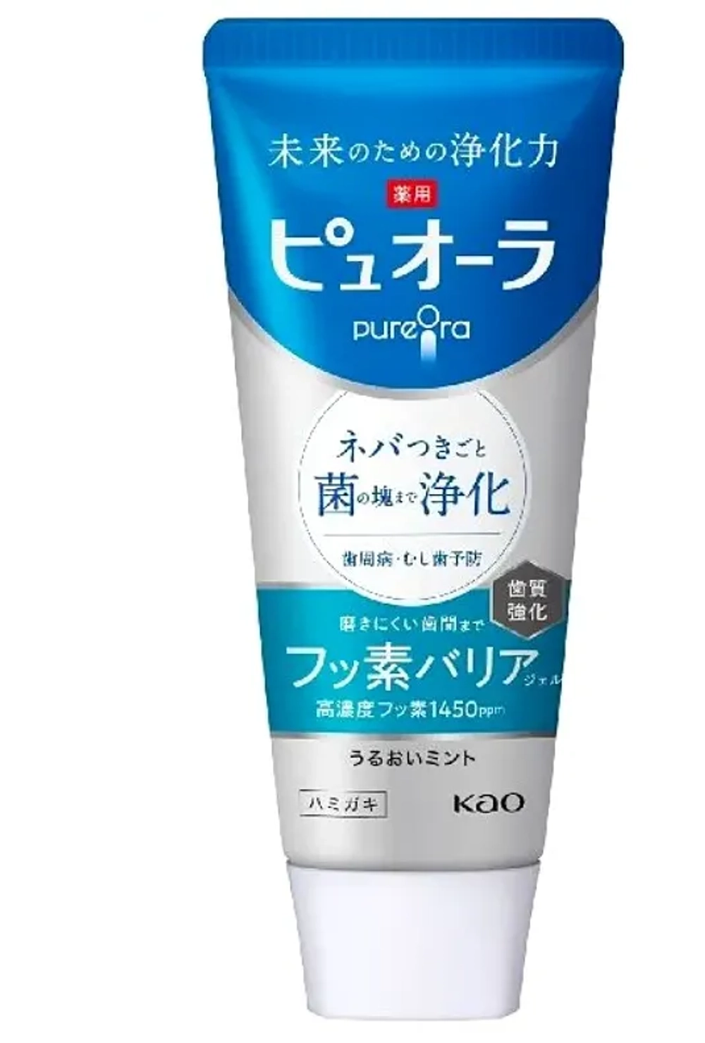 KAO Гелевая зубная паста комплексного действия "PureOra" (охлаждающая мята) 115 г