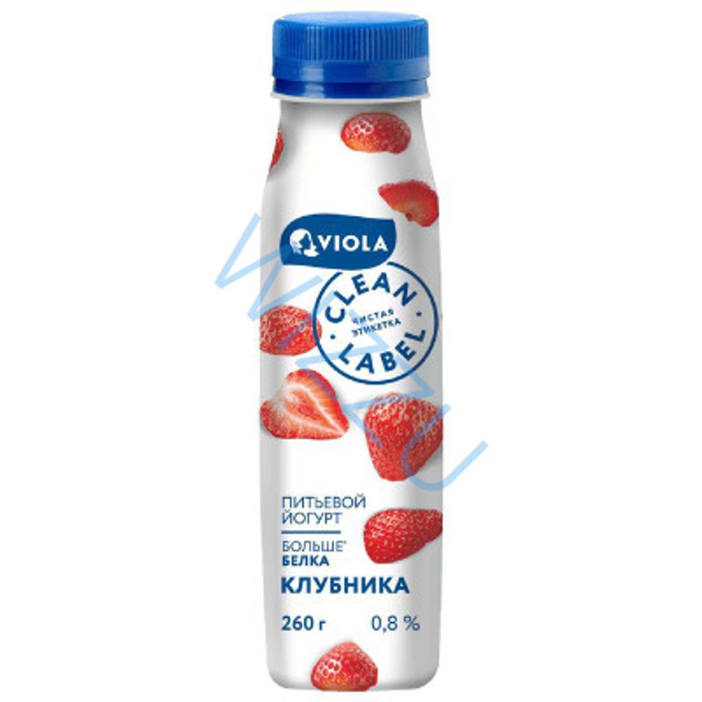 Йогурт питьевой Clean Label с клубникой. Массовая доля жира 0,8%, 260г