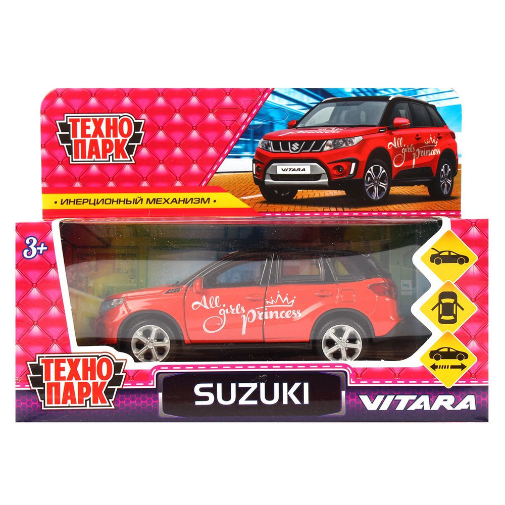 Модель ин. мет. "Suzuki vitara" 12см, двер, баг, красн, коробка VITARA-12GRL-RD (Технопарк)