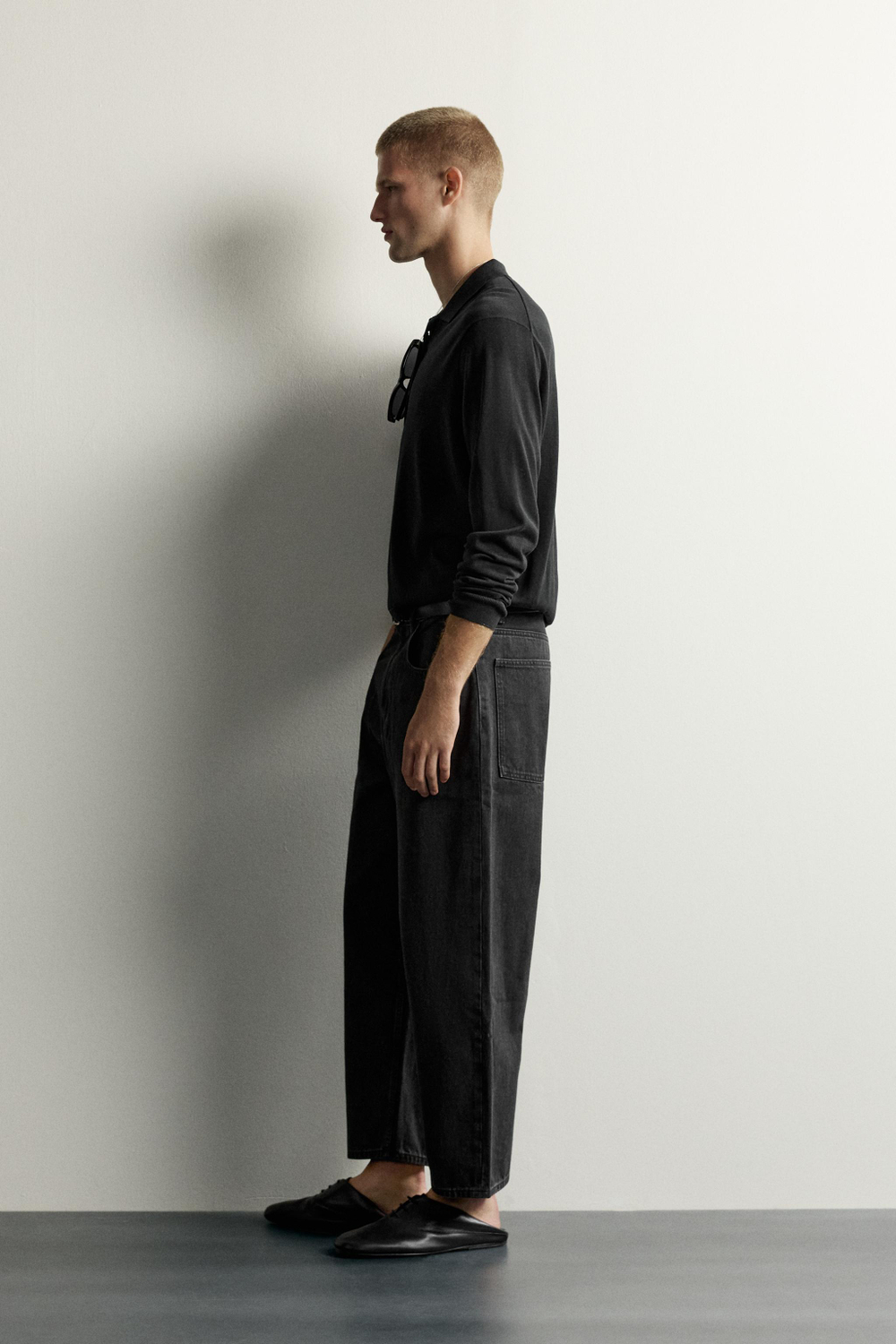 ДЖИНСЫ TAPERED WIDE FIT В ПОЛОСКУ — ZARA