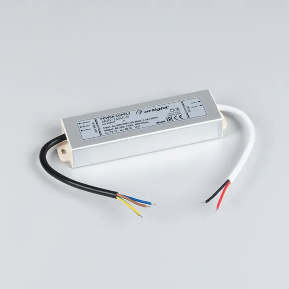 Блок питания ARPV-24040-B (24V, 1.7A, 40W) (Arlight, IP67 Металл, 3 года) 020417