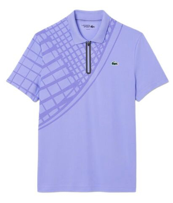 Мужское теннисное поло Lacoste Ultra Dry Printed Slim Fit Tennis - purple