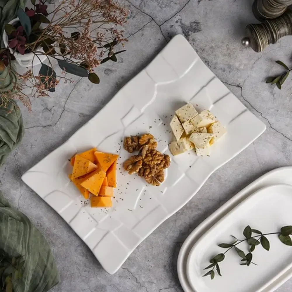 Блюдо прямоугольное 32,5*19,5 см h2 см Texture Style белое фарфор P.L. Proff Cuisine [4]