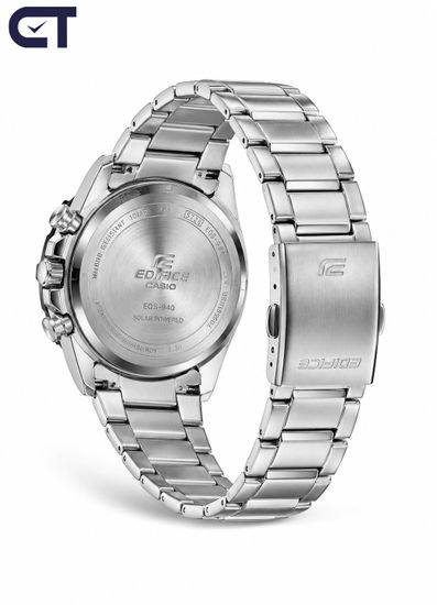 CASIO EQS-940DB-1BVUDF EDIFICE мужские наручные часы — солнечный хронограф с выразительным чёрным циферблатом