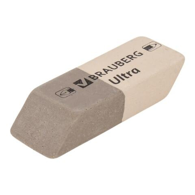 Ластик BRAUBERG "Ultra", 41х14х8мм, серо-белый, натуральный каучук, 228703