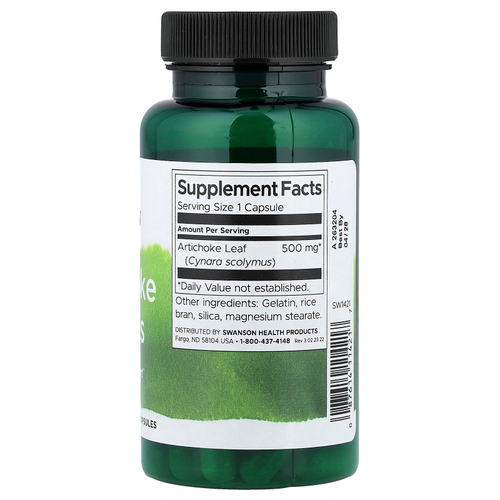 Swanson Vitamins, Листья артишока, 500 мг, 60 капсул