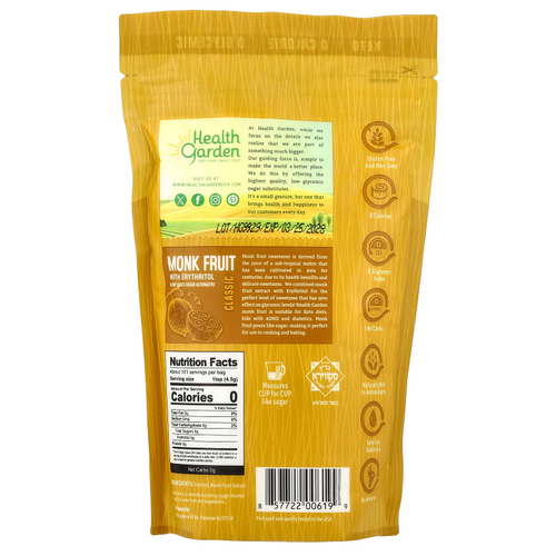 Health Garden, архат с эритритолом, классический, 454 г (16 унций)