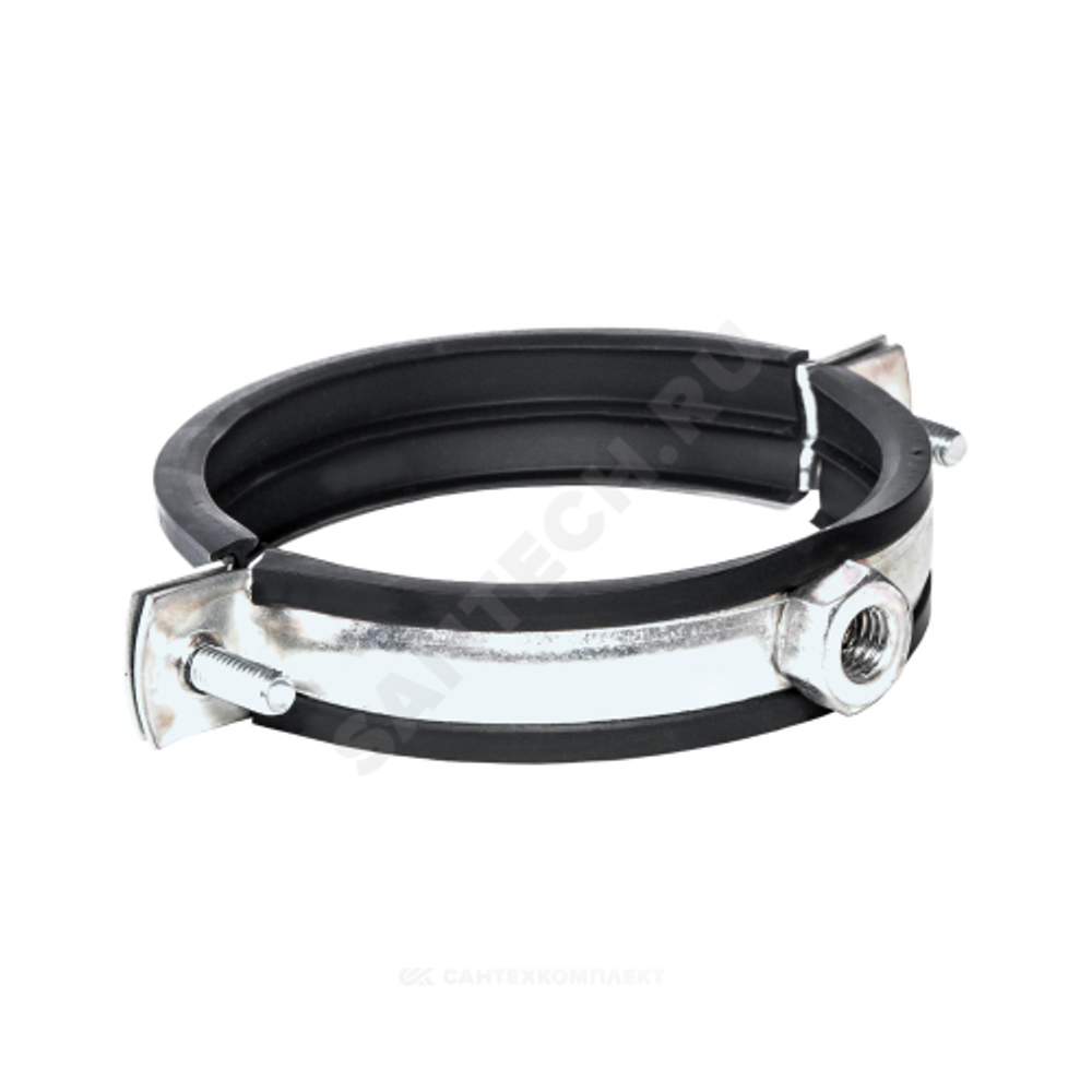 Хомут крепежный сталь оц с резиновой прокладкой Дн 87-90 (3") ±2мм М10 б/к .