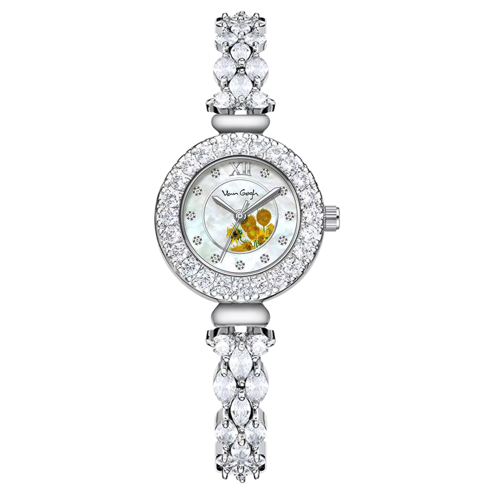 VAN GOGH Yao Guang All Over Star Galaxy Wrist Watch Quartz Movement Metal Strap Mother of Pearl Color Watch Dial
