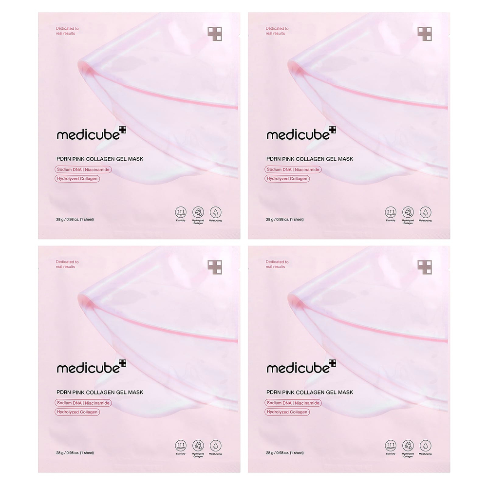 Medicube, BDRN, розовая гелевая маска с коллагеном, 4 шт. по 28 г (0,98 унции)