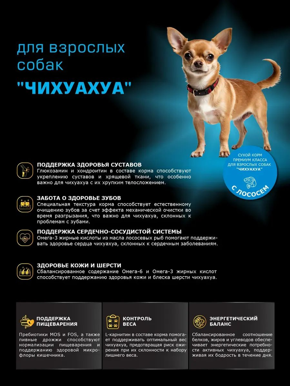 Корм сухой для взрослых собак породы Чихуахуа, с лососем, 12 кг, QUATTRO