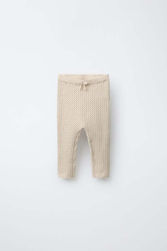ZARA ЛЕГИНСЫ КРУПНОЙ ВЯЗКИ, ПЕСОЧНЫЙ МЕЛАНЖ