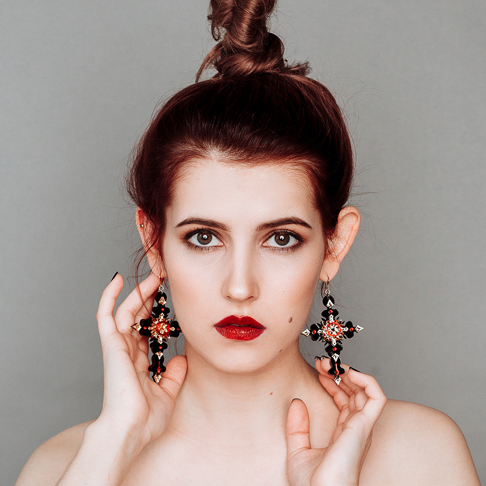 Кресты / Cross of baroque, earrings, Pt