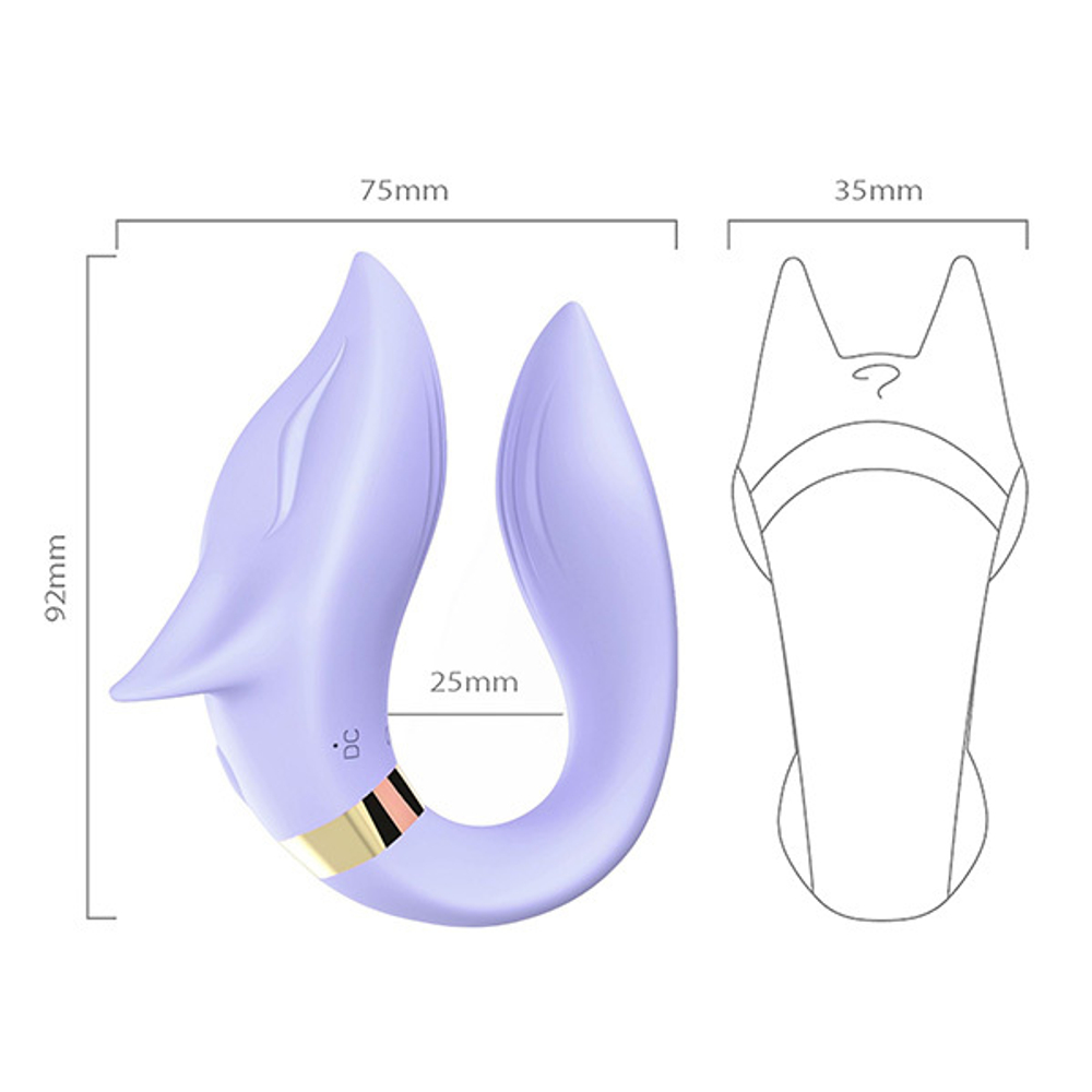 Сиреневый вибромассажер для пар с пультом ДУ Silicone Toys Fox Lilac USK-GZ01