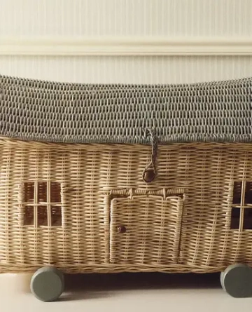 ZARA HOME КОРЗИНА В ФОРМЕ ДОМИКА ДЛЯ ХРАНЕНИЯ ДЕТСКИХ ИГРУШЕК, СВЕТЛО-БЕЖЕВЫЙ