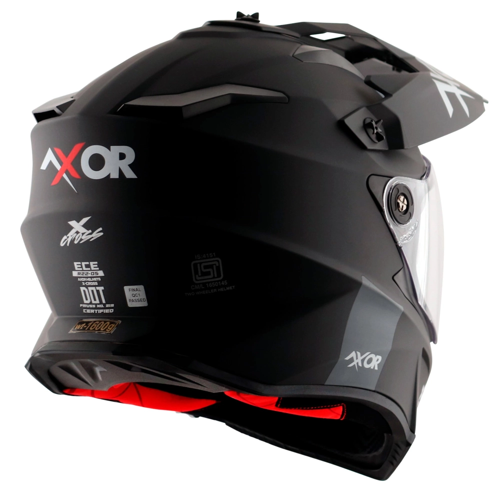 Шлем AXOR X-CROSS DUAL VISOR-E SC, с визором, цвет матовый черный (S)