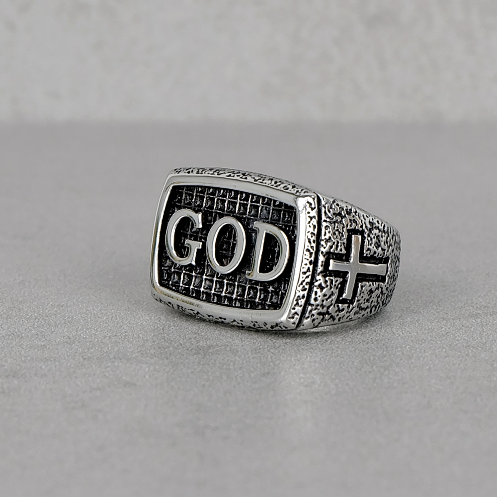 Печатка из стали "God"