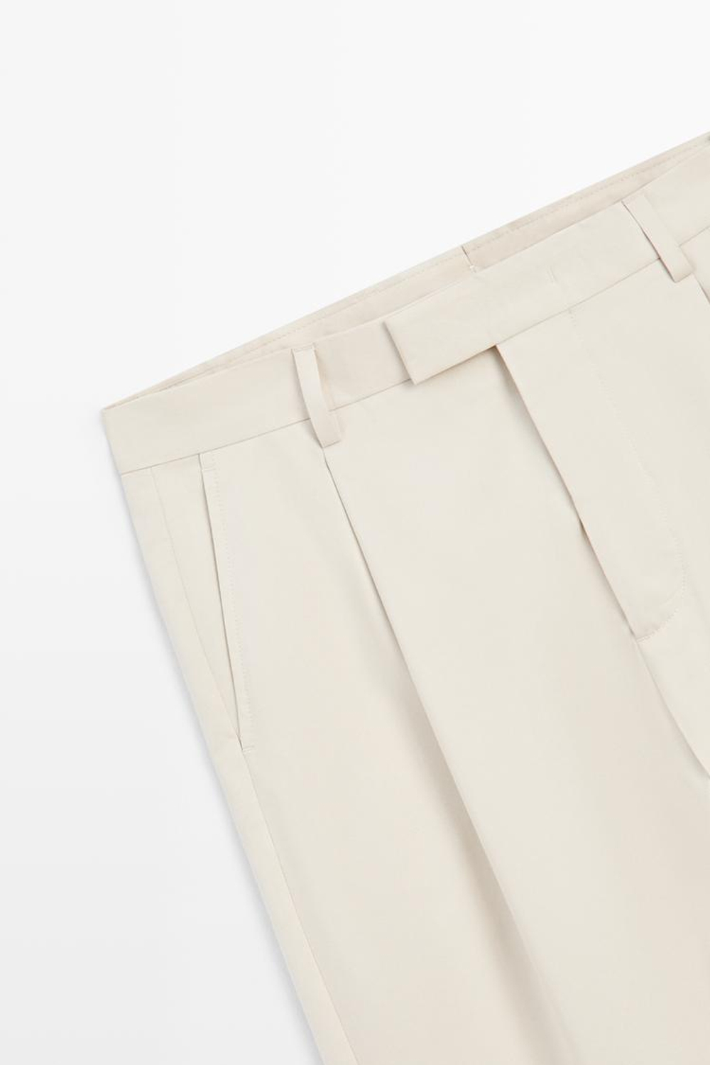 Massimo Dutti Брюки из 100% хлопка с защипами, бежевый