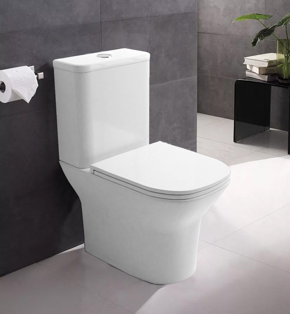 Унитаз-компакт безободковый Azario Iris AZ-8353 GB с крышкой-сиденьем микролифт, белый