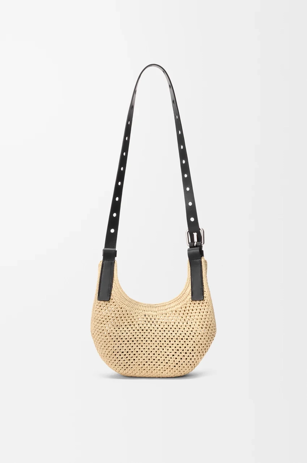 Loewe Сумка-хобо Punch Hole с перфорацией из рафии и телячьей кожи, натуральный