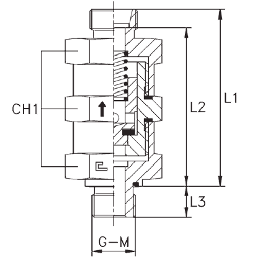 Клапан обратный с наружной резьбой DL18 BSP 1/2" впускной (корпус)