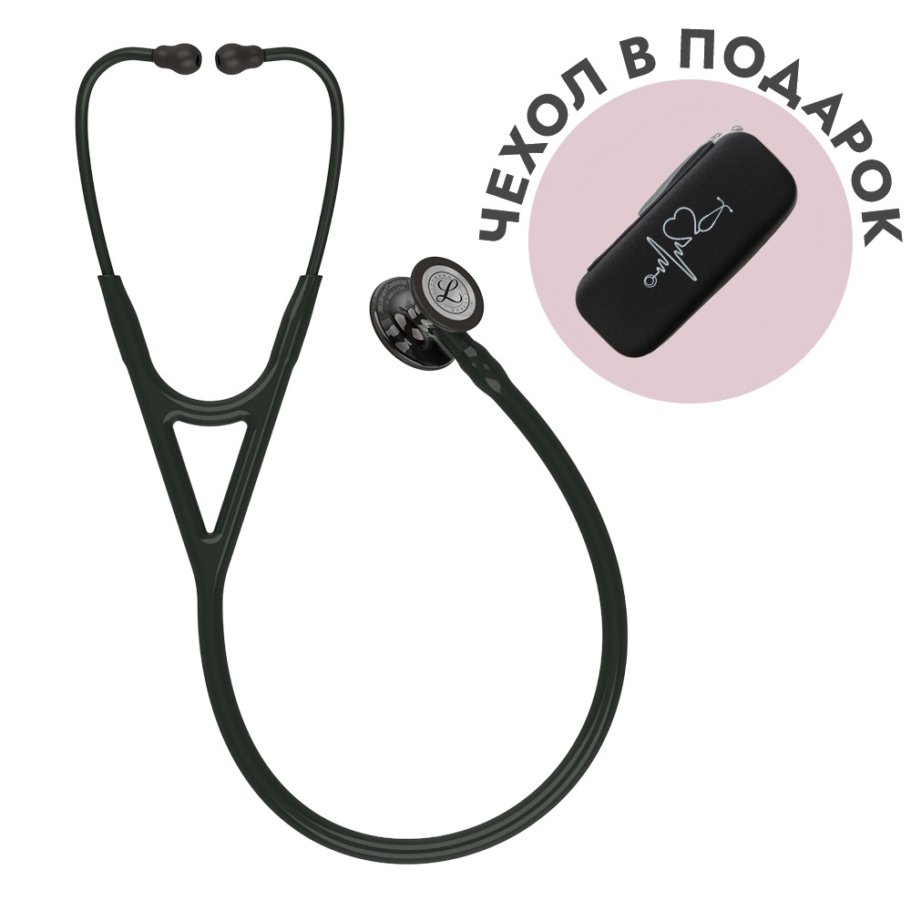 Стетоскоп Littmann Cardiology IV, черный, дымчатая акустическая головка, черный ствол (6232)