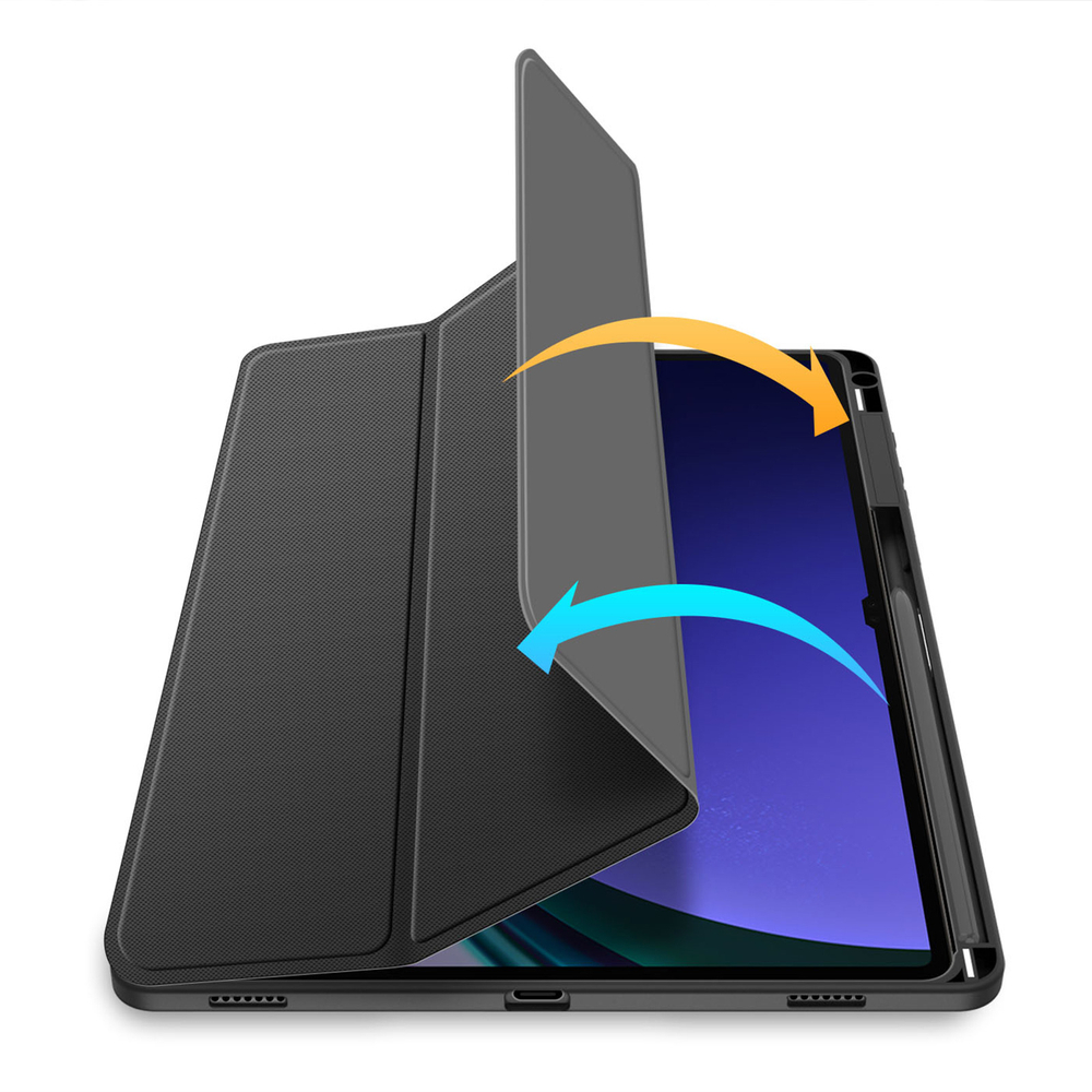 Чехол книжка черного цвета от Dux Ducis для Samsung Tab S10 Plus, S9 Plus и S9 FE Plus, серия Toby Series Case, с функцией пробуждения и сна