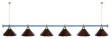 Лампа STARTBILLIARDS 6 пл. (плафоны голубые,штанга золотая,фурнитура золото)