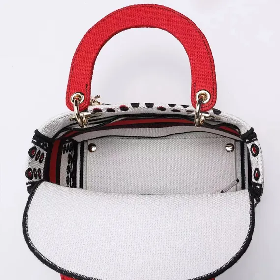 Сумка Dior Lady D-lite, модель среднего формата красный