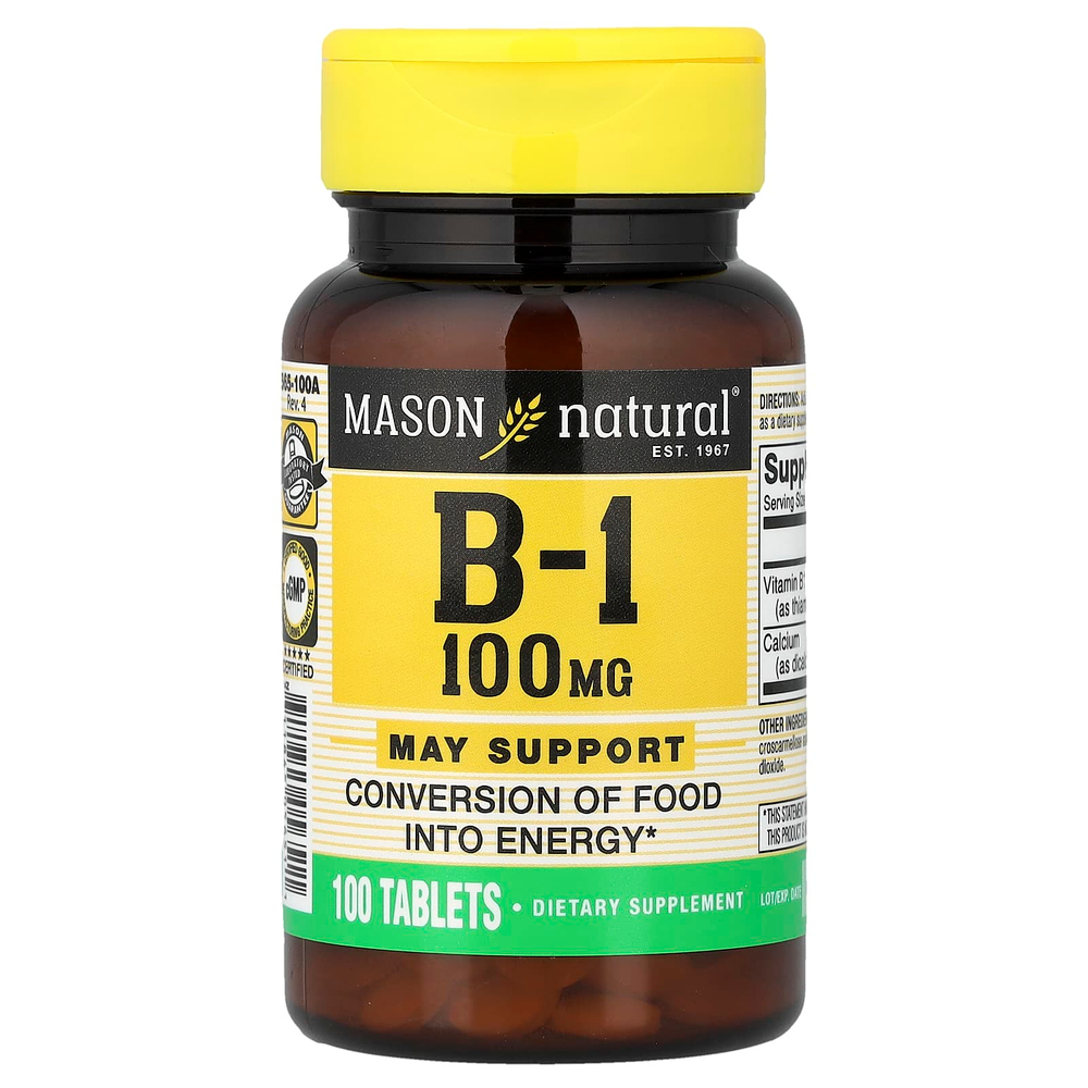 Mason Natural, витамин B1, 100 таблеток